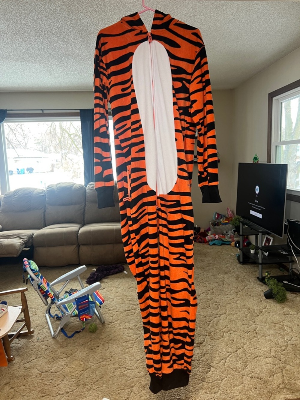 Adult  Orange & Black Tiger Print One-Piece